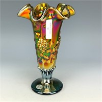 Fenton Sapphire Paneled Grapes Vase