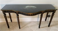 BLACK & GOLD BREAKFRONT/BUFFET TABLE WITH GLASS