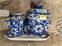 BLUE & WHITE RUSSIAN DELFT HAND PAINTED W TIFFANY