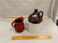 Brown and White Crock and Pitcher