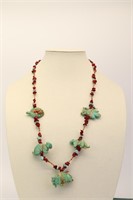 Turquoise & Coral Good Luck Necklace