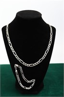 Italian Sterling Silver Necklace & Bracelet Set