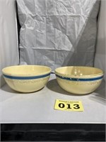 2 Blue Banded  Homer Laughlin 9” bowls