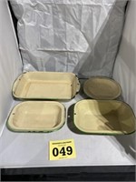 4 Piece Cream and Green Enamelware
