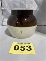 Brown Top Stoneware 3 quart Bean Pot with handle