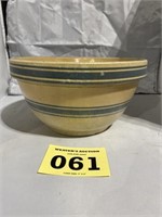 11” Vintage Yellow ware Blue Banded Mixing Bowl