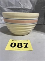 9” Pink and Blue Banded Pottery Bowl