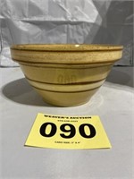 8 1/2” Brown and white banded Oven ware 
Yellow