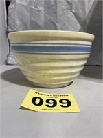 Blue Banded Stoneware Pottery Mixing Bowl