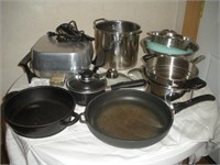 Electric Skillet, Strainers, Pots and Pans