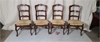 4 French ladder back chairs w/ rattan seats.