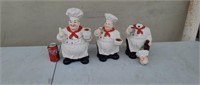 3 French chef cookie jars one has the head broke