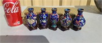 Mini floral vase set Chinese handmade brass