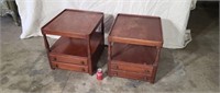 Two Willett wild cherry end tables with two