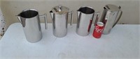 4 stainless steel pitchers