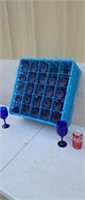 25 blue stem wine glasses in plastic tray