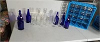 Resealable clear and blue bottles and plastic