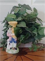 Vintage 1993 Haldon groupn vase & faux plant