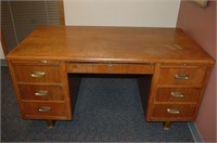 Solid wood desk.  7 drawers.