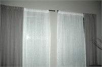 set of white and green curtains