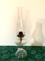 VINTAGE GLASS OIL LAMP - 19" TALL WITH GLOBE