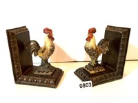PAIR OF ROOSTER BOOK ENDS-6" TALL