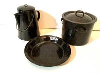 5 PIECE ENAMELWARE-COFFEE POT AND MORE