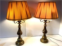 PAIR OF VINTAGE BRASS FINISH LAMPS-WORK
