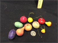 Vintage Pressed Cotton Fruit Ornaments