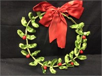 Vintage Chenille Christmas Wreath with Berries