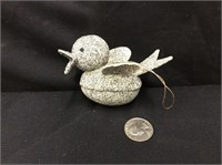 German Mica Glitter Bird Candy Container Ornament