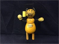 Vintage Fun E Flex Wood Toy PIG SMOKING PIPE