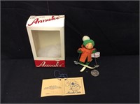 1983 Annalee Mobilitee Doll Ornament GIRL ON SKIIS