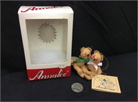 1983 Annalee Mobilitee Doll Ornament  2 BEARS