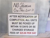 Metal Shop Sign - "Storage Fee"
