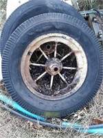 Vintage spiked wheels on rubber