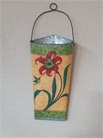 Gorgeous hand  painted metal floral wall pocket