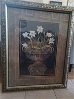 Large 25 x 32 black/gold floral/vase print
