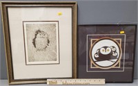 2 Artist Signed Owl Prints