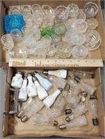 Antique Small Glass Lot: Salt & Peppers +More