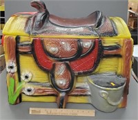 Vintage Western Themed Child's Plastic Toy Box