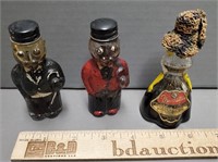 3 Vintage Figural Liquor Miniatures Bottles