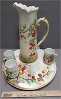 French Porcelain Hand Painted Drink Set