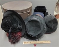 Hat Box w/ Vintage Ladies Hats Collection