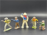 5 - lead cowboy figures