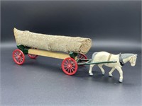 Antique lead horse and wagon figure