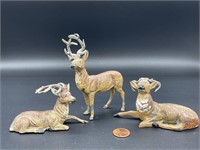 3 - lead deer figures