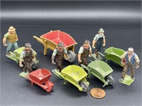 6 - lead figures and wheelbarrows