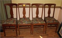 4 Oak T Back Chairs