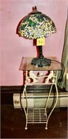 Stained Glass Lamp and Wrought Iron Stand